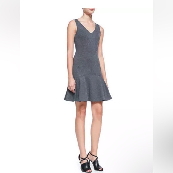 Diane von Furstenberg DVF Night Fall Carla Knit Sheath Flare Dress Gray Sz 2 - Picture 1 of 11